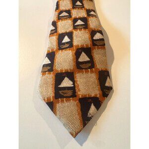 Ermenegildo Zegna 100% Silk Tie – Rare Nautical Sailboat Print – Vintage 1990s
